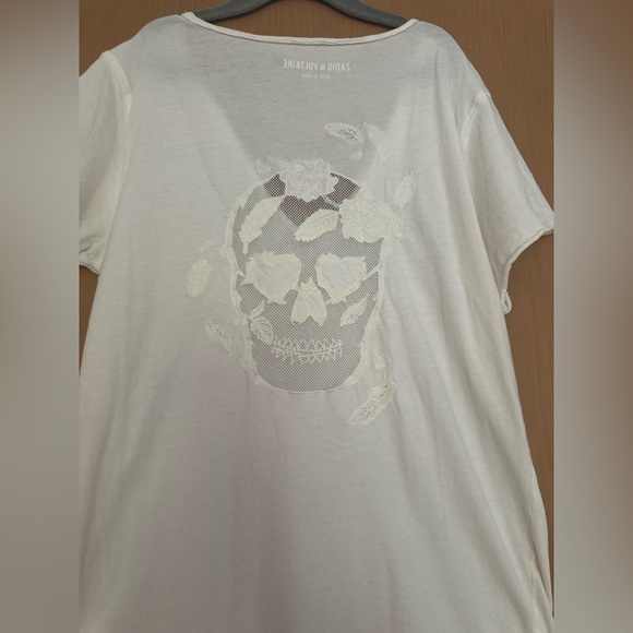 ZADIG & VOLTAIRE White Skull Sheer T-Shirt - Picture 1 of 5